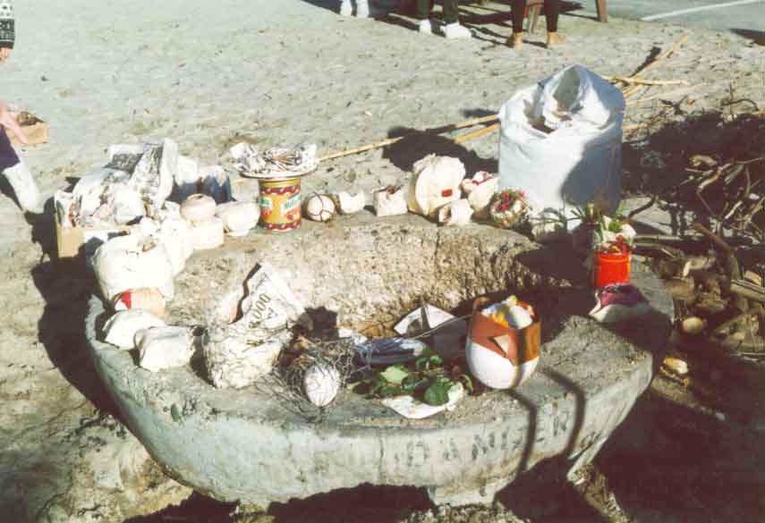 Assorted bisqued pieces awaiting firing