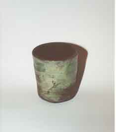 Raku cylinder with lithium slip - back view